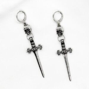 Skull and Sword Dangle Earrings